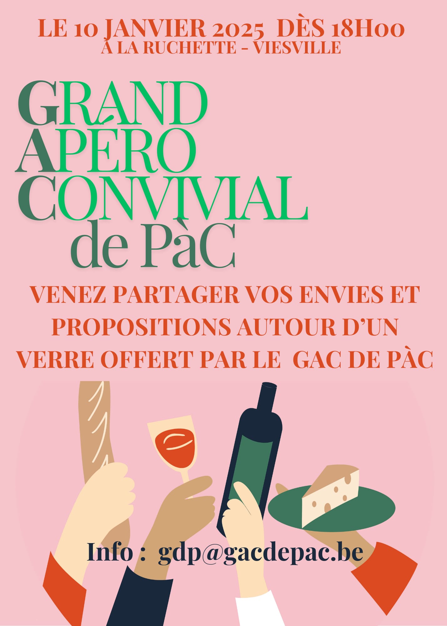 Affiche grand apero convivial du 10 janvier 2025
